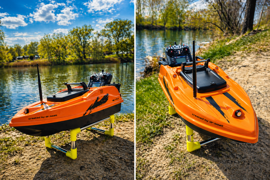 Скоростной кораблик с GPS автопилотом для завоза прикормки Dr.Boat Barracuda 65 см BARGPS63-O фото